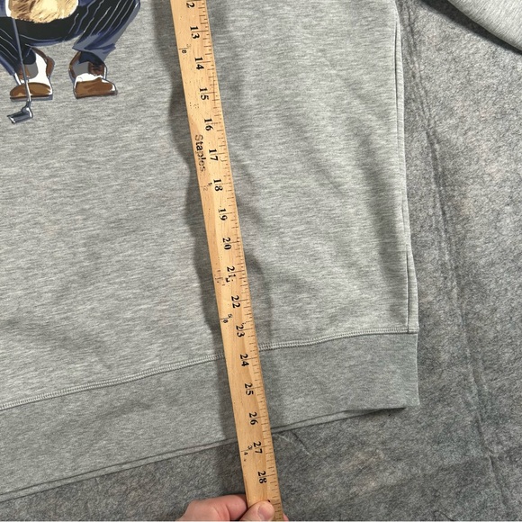 Polo By Ralph Lauren Sweatshirt Mens Large Grey Polo Bear Golf Crewneck US Flag - Picture 4 of 7